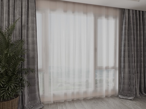  现代窗帘3d模型 