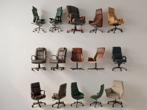 现代办公椅_老板椅_扶手椅_办公椅_有滑轮su模型