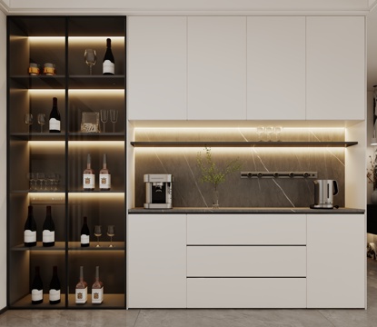  现代餐边柜3d模型 