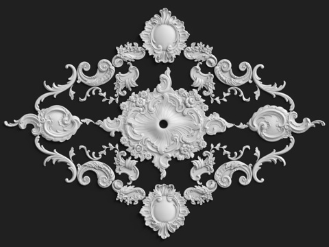  灰泥装饰花饰套装141号3d模型 