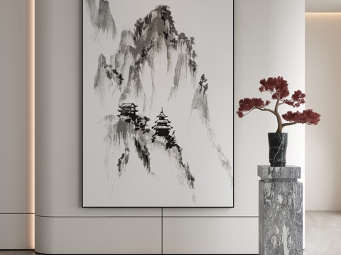  极简抽象挂画3d模型 