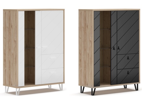  带抽屉和玻璃门的双门柜 阿吉拉3d模型 