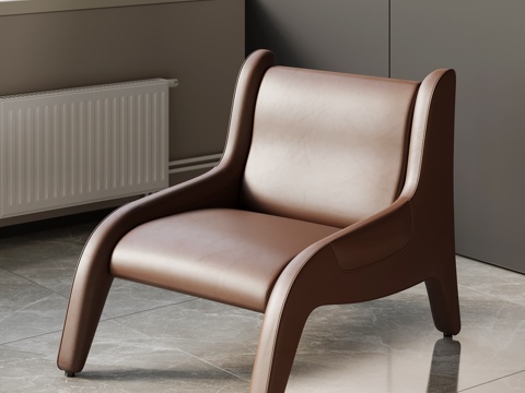 现代意式休闲椅 单人沙发 皮质沙发su模型