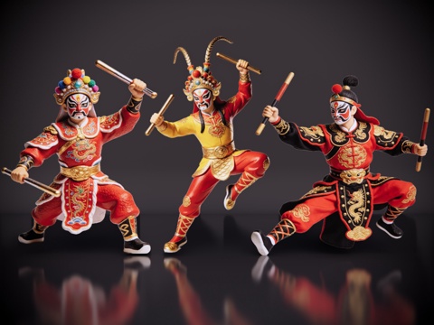 2D英歌舞手办 国潮手办 英歌舞 非遗传承活动 非遗手办su模型