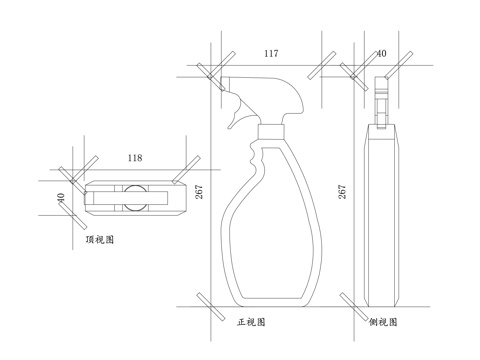 喷壶 喷雾器 喷水壶 雾化瓶 按压喷瓶cad施工图