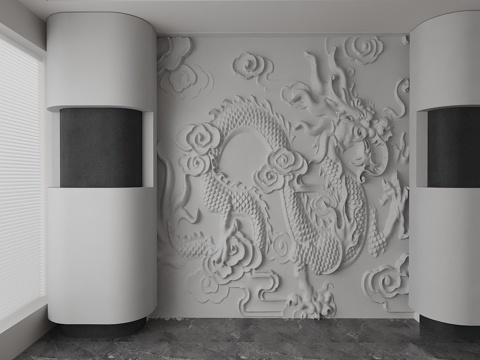  现代浮雕背景墙3d模型 