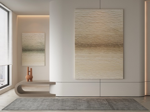  极简抽象挂画3d模型 