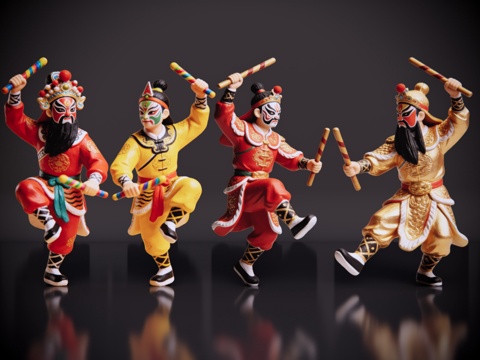 2D英歌舞手办 国潮手办 英歌舞 非遗传承活动 非遗手办su模型