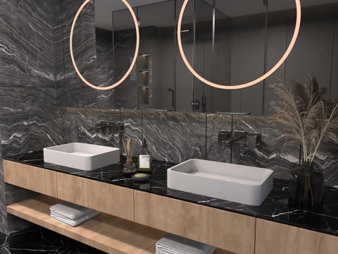  现代卫生间洗手台3d模型 