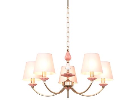  OM 带灯罩与陶瓷装饰的吊灯 L3d模型 