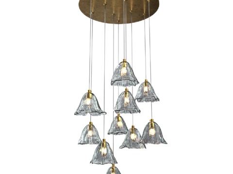  OM Butterfly LC 玻璃风铃灯 10 50 黄铜3d模型 