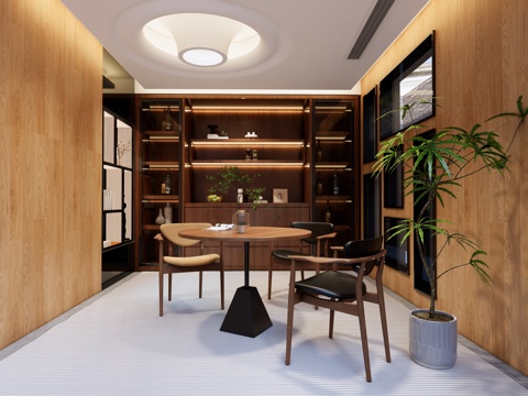 中古风休闲区su模型