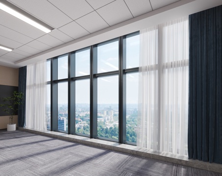  现代落地窗3d模型 