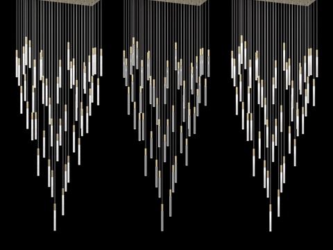  矩形底座长型瀑布式吊灯IT3d模型 