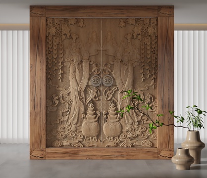  现代平开门3d模型 