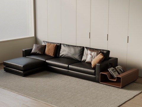  现代意式沙发 多人沙发 三人沙发3d模型 