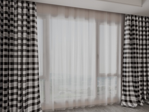  现代窗帘3d模型 