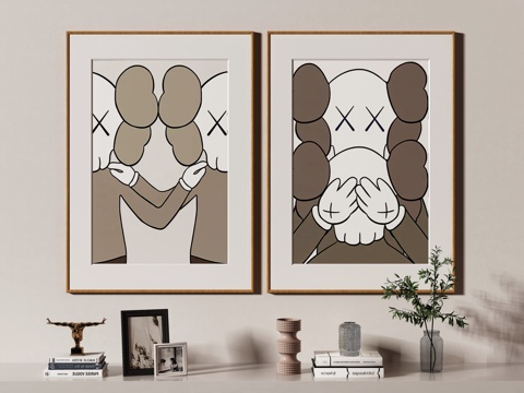  极简抽象挂画3d模型 