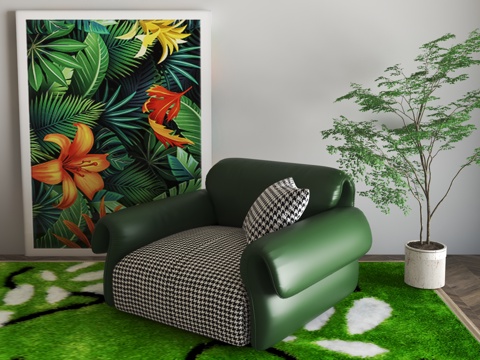  现代单人沙发3d模型 