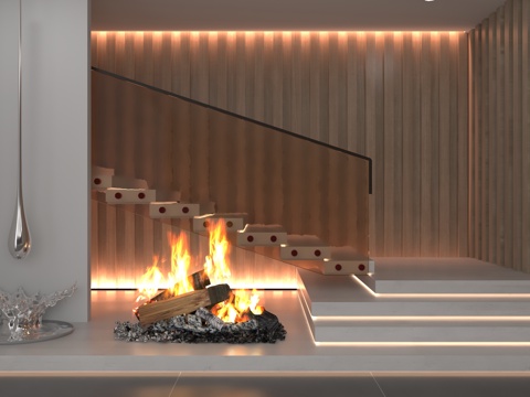  现代楼梯3d模型 