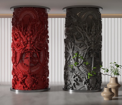  现代柱子3d模型 