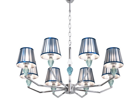  OM 带灯罩与陶瓷装饰吊灯 L3d模型 