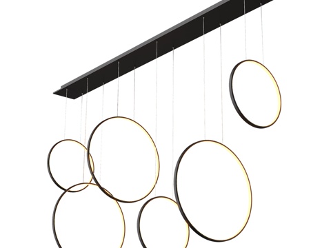  Halo Cascade OM LED吊灯（带悬浮环）3d模型 