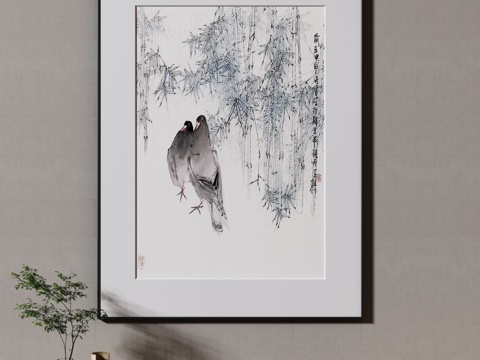  极简抽象挂画3d模型 