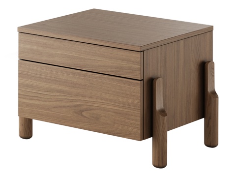  OM床头柜 Basic双抽屉款 60厘米宽（自然色3d模型 