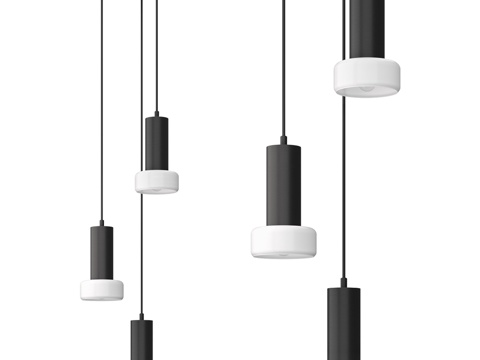  蘑菇瀑布吊灯，直径15x25厘米，三盏灯罩3d模型 