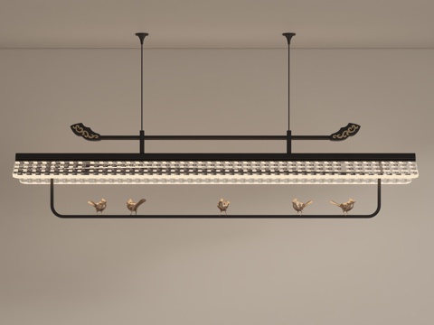 新中式餐厅吊灯 茶桌吊灯su模型