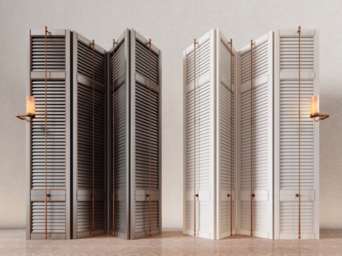  百叶屏风 折叠屏风 CCD酒店屏风 格栅屏风 现代玻璃屏风3d模型 