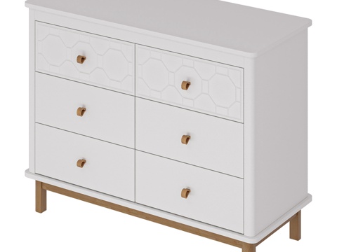  OM经典6抽屉带铣边梳妆柜3d模型 