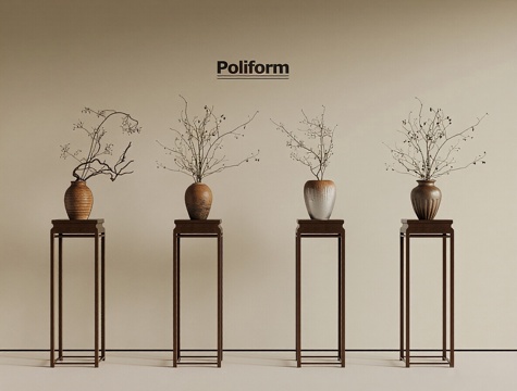  中古风盆栽盆景 盆栽 盆景 花架花卉 中古风花架3d模型 