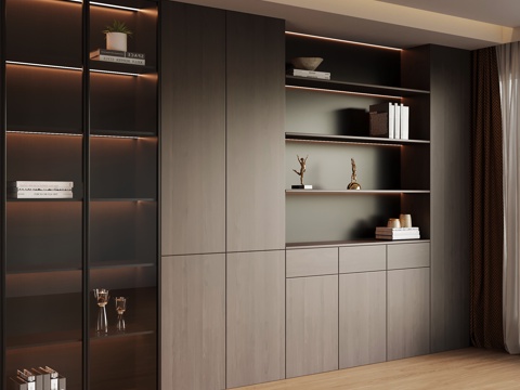  现代意式书柜 置物柜3d模型 