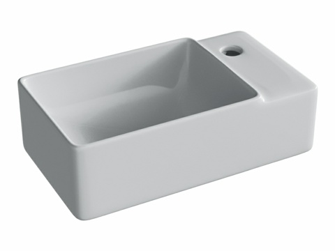  OM 悬挂式矩形洗手盆（盆体位于左侧3d模型 