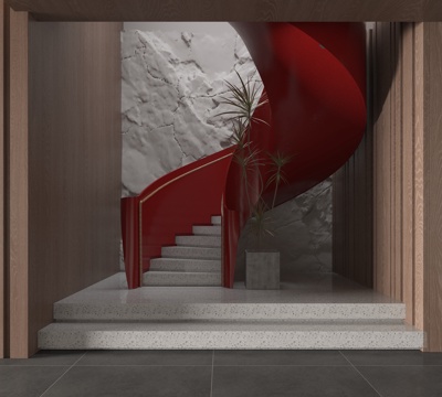  现代旋转楼梯3d模型 