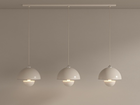  现代奶油餐厅吊灯3d模型 