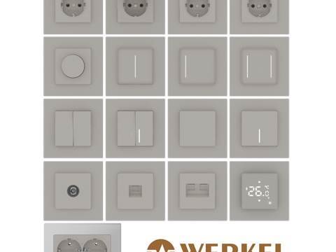  OM Werkel插座与开关（烟熏色）3d模型 