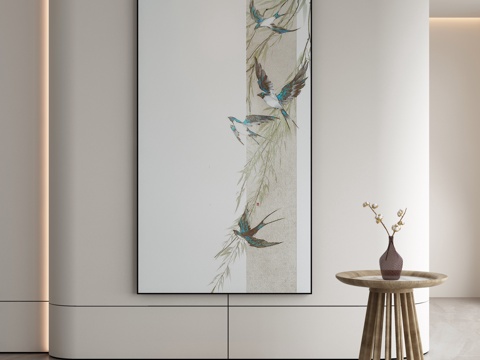  新中式极简抽象挂画3d模型 