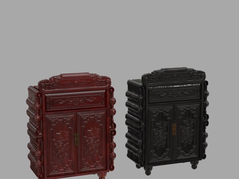  新中式置物柜3d模型 