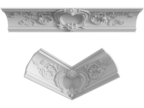  带装饰线条的檐口，预制件，编号1993d模型 