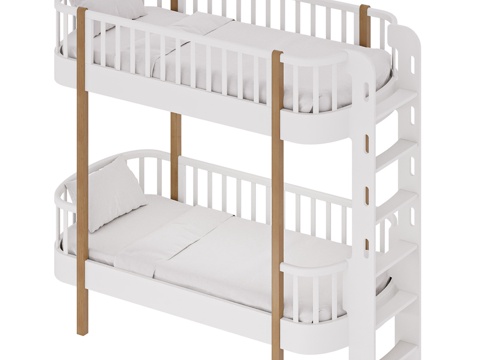  OM经典双层床末端楼梯款3d模型 