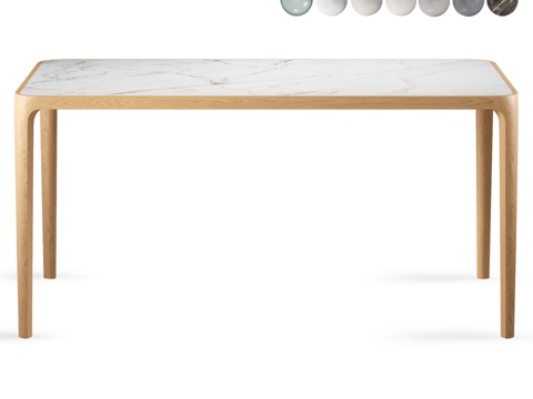  OM Partisan Kasauri瓷质石器餐桌+玻璃餐具3d模型 