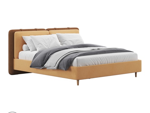  OM床BERGAMO木腿款3d模型 