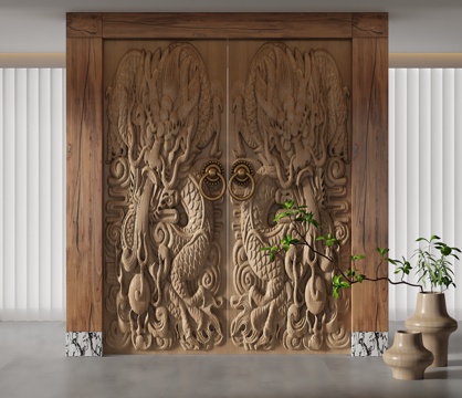  现代平开门3d模型 