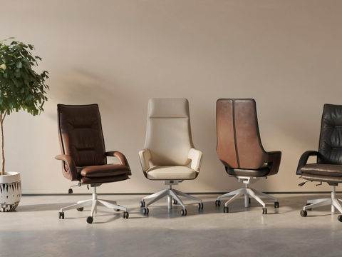 现代办公椅_老板椅_扶手椅_办公椅_有滑轮su模型