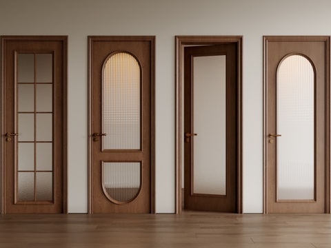  中古风玻璃门3d模型 