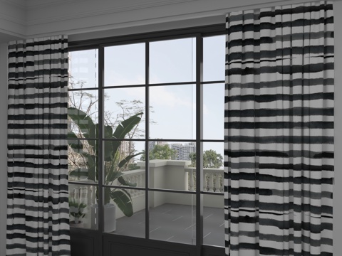  现代窗帘3d模型 