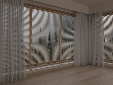  现代窗帘3d模型 